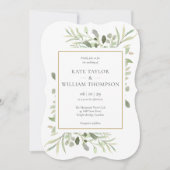 Elegante Landelijke Groene Huwelijk Kaart (Voorkant)