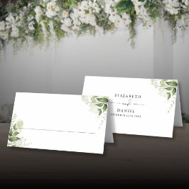 Elegante  Landelijke Groene Huwelijkskaart Vouw Plaatskaartje