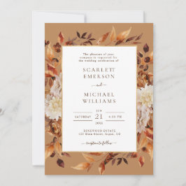Elegante Landelijke Herfstbladeren Bruiloft Kaart