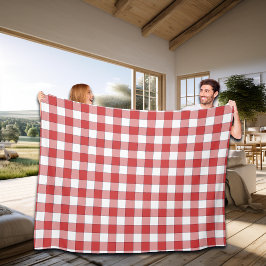 Elegante landelijke picknick wit rood geruit fleece deken
