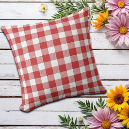 Elegante landelijke picknick wit rood geruit kussen