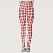Elegante landelijke picknick wit rood geruit leggings (Voorkant)