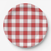 Elegante landelijke picknick wit rood geruit papieren bordje (Voorkant)