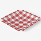 Elegante landelijke picknick wit rood geruit papieren bordje (Gebogen)