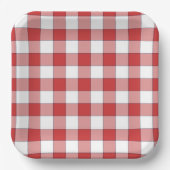 Elegante landelijke picknick wit rood geruit papieren bordje (Voorkant)