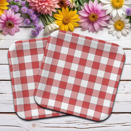 Elegante landelijke picknick wit rood geruit papieren bordje