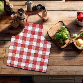 Elegante landelijke picknick wit rood geruit schort