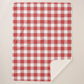 Elegante landelijke picknick wit rood geruit sherpa deken (Voorkant)