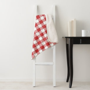 Elegante landelijke picknick wit rood geruit sherpa deken