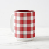Elegante landelijke picknick wit rood geruit tweekleurige koffiemok (Voorkant links)