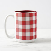 Elegante landelijke picknick wit rood geruit tweekleurige koffiemok (Links)