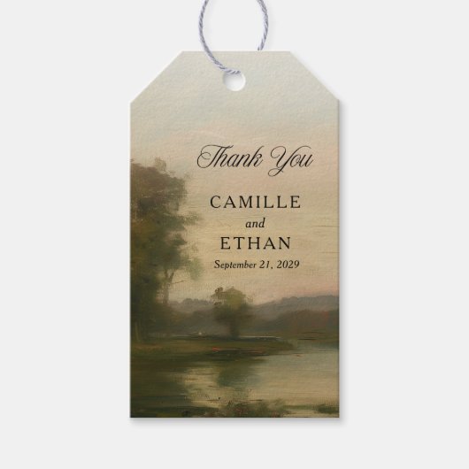 Elegante landgoed bruiloft bedankt cadeaulabel (Voorkant)