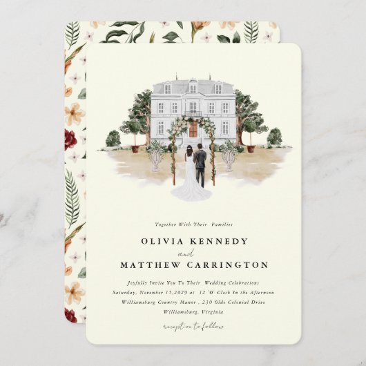 Elegante landhuis | Trouwkaart villa  Kaart (Voorkant / Achterkant)