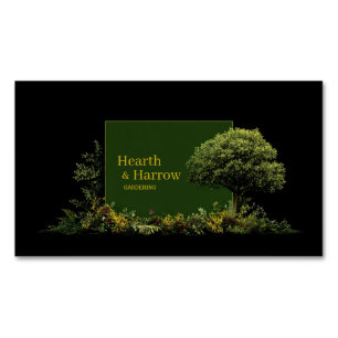 Elegante Landschapsboom Zwart Gouden Lijst Botanis Magnetisch Visitekaartje