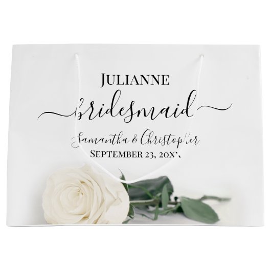 Elegante Lange Gestemde Witte Rose Bruidsmeisje br Groot Cadeauzakje (Voorkant)