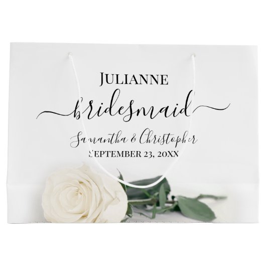 Elegante Lange Gestemde Witte Rose Bruidsmeisje br Groot Cadeauzakje (Achterkant)