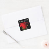 Elegante lange gestempelde rode roos gepersonalise vierkante sticker (Envelop)
