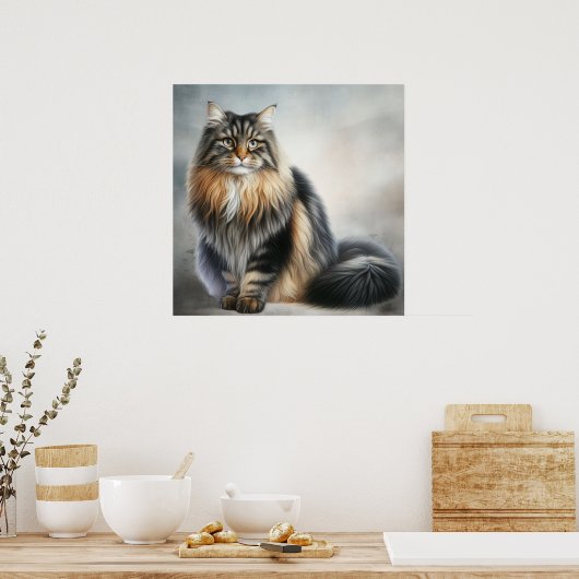 Elegante langharige kat poster (Keuken)