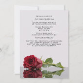 Elegante langstampige Crimson Red Rose bruiloft Kaart (Achterkant)