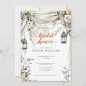 Elegante Lantaarn en Drapery Floral Vrijgezellenfe Kaart (Voorkant)