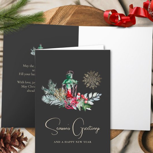 Elegante Lantaarn Minimalistisch gedicht Vrolijk K Feestdagen Kaart