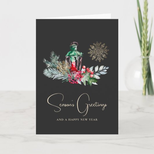 Elegante Lantaarn Minimalistisch gedicht Vrolijk K Feestdagen Kaart (Voorkant)