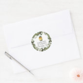 Elegante Lantaarn Winter White in Red Holly Envelo Ronde Sticker (Envelop)
