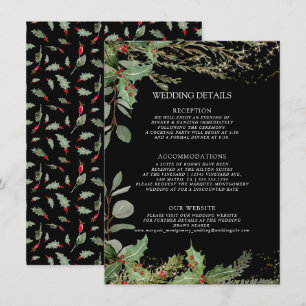 Elegante Lantaarn Winter Zwart Rood Holly Details Kaart