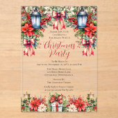 Elegante lantaarns | Kaarsen Bloemen Kerstfeest Acryl Uitnodigingen (Voorkant)