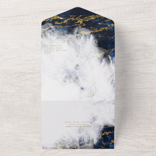 Elegante Lapis Lazuli Kristal Geode All In One Uitnodiging (Buitenkant)