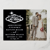 Elegante Las Vegas bestemming bruiloft aankondigin Folie Uitnodiging (Voorkant)