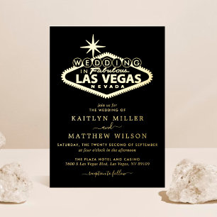 Elegante Las Vegas Bestemming Trouwdag Echt Folie Uitnodiging