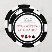 Elegante Las Vegas Black White Poker Chip Wedding Kaart (Voorkant / Achterkant)