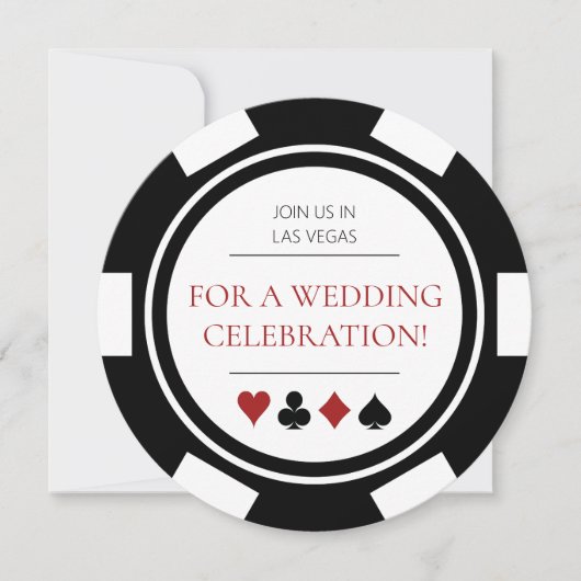 Elegante Las Vegas Black White Poker Chip Wedding Kaart (Voorkant)