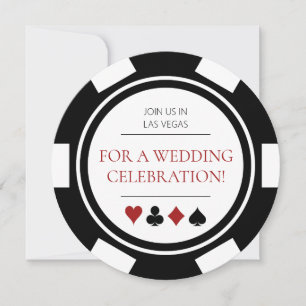 Elegante Las Vegas Black White Poker Chip Wedding Kaart