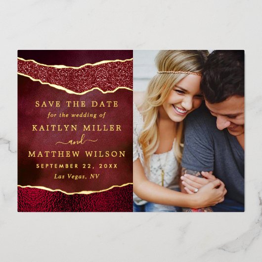 Elegante Las Vegas bruiloft foto Save The Date Rea Folie Uitnodiging (Voorkant)