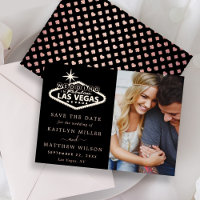 Elegante Las Vegas bruiloft foto Save The Date Rea
