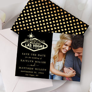 Elegante Las Vegas bruiloft foto Save The Date Rea Folie Uitnodiging