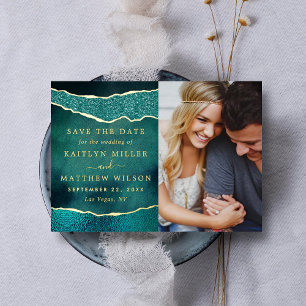 Elegante Las Vegas bruiloft foto Save The Date Rea Folie Uitnodiging