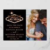 Elegante Las Vegas bruiloft foto Save The Date Rea Folie Uitnodiging (Voorkant)