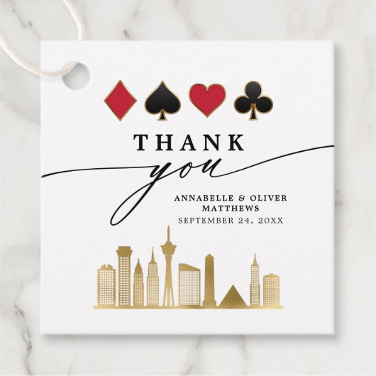 Elegante Las Vegas foto bestemming bruiloft Bedankjes Labels (Voorkant)