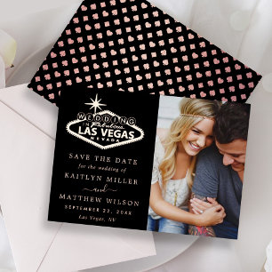 Elegante Las Vegas-huwelijksfotobesparing Trouwdat Folie Uitnodiging