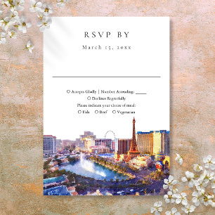 Elegante Las Vegas Silhouette Watercolor Bruiloft RSVP Kaartje