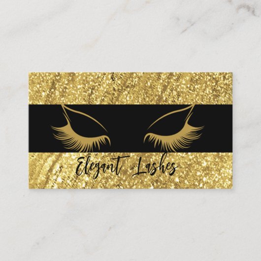 Elegante Lash Artist Visitekaartje Goud & Zwart (Voorkant)