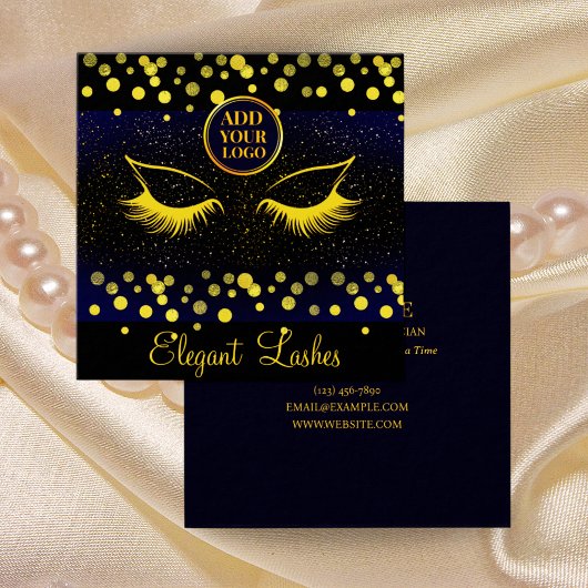 Elegante Lash Artist Visitekaartje Navy & Gold