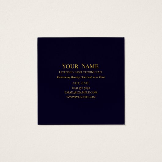 Elegante Lash Artist Visitekaartje Navy & Gold (Achterkant)