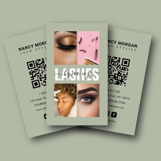 Elegante Lash Extension Tech Foto Collage QR Code  Visitekaartje
