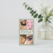 Elegante Lash Extension Tech Foto Collage QR Code  Visitekaartje (Staand voorkant)