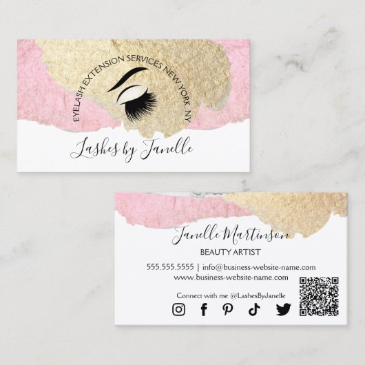 Elegante Lash Extensions Schoonheid Visitekaartje (Voorkant / Achterkant)