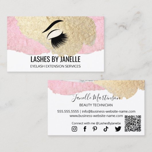 Elegante Lash Extensions Schoonheid Visitekaartje (Voorkant / Achterkant)